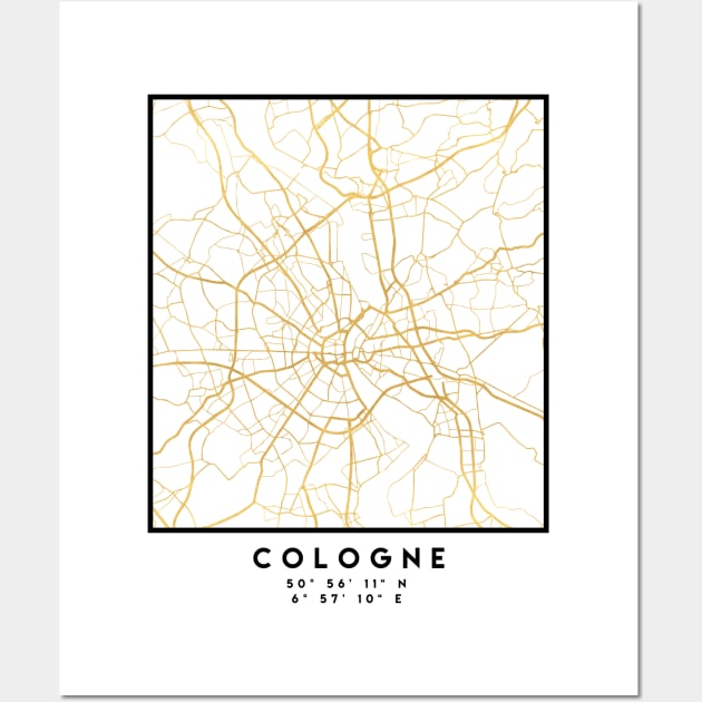 COLOGNE GERMANY CITY STREET MAP ART Wall Art by deificusArt